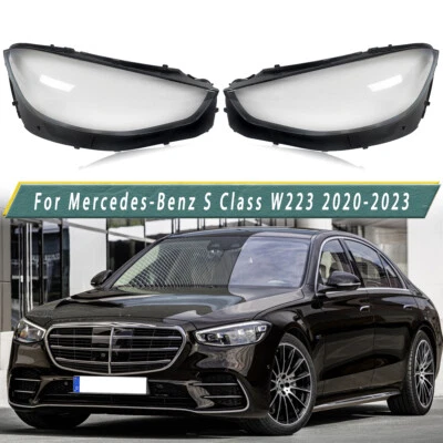 For 2021-23 Mercedes-Benz S W223 Pair Headlight Lens Headlamp Cover L&R Foto 1 de 4