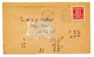1942 GB Guernsey Arms 1d auf Brief nach St Peter's Port - Bild 1 von 2