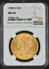 1904 S $20 Liberty US Gold Coin NGC MS 64.