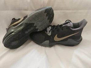Men Size 7.5 Nike Air Max Impact 3 Basketball Shoes Black/ Grey/ Gold - Picture 1 of 6