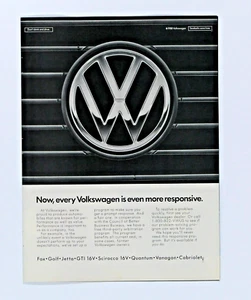 1988 Volkswagen Badge Emblem Vanagon Plus Vintage Original Print Ad 8.5 x 11" - Picture 1 of 5