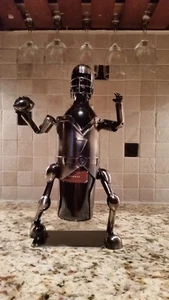 Handmade Football player Quarterback Wine Bottle Holder Caddy Metal Collectible - Picture 1 of 10
