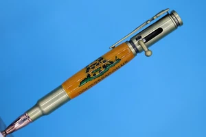 "Don't Tread on Me" Bolt Action Pen in Antique Brass Wooden Inlay Gadsden Flag - Picture 1 of 12