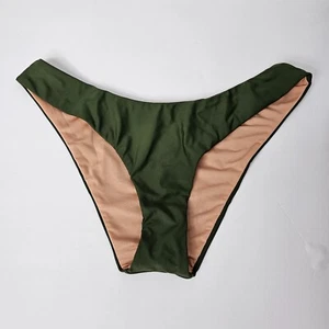 J. Crew Women's Cheeky Bikini Swim Bottom Size M Green Curved Waist Mid Rise UPF - Picture 1 of 11