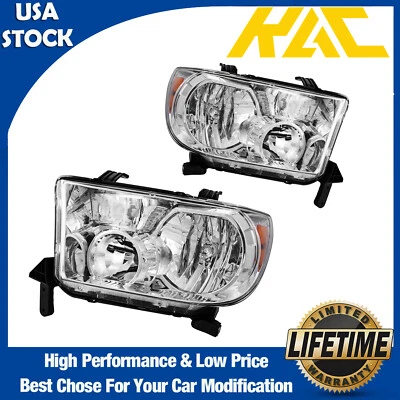 Conjunto de faros para Toyota Tundra 2007-2013 Sequoia 2008-2017 lámparas cromadas Foto 1 de 4