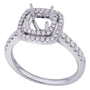 18K Weißgold 0,42Ct Diamant Ring Besatz mit Doppelhalo (Größe) - Bild 1 von 5
