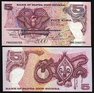 Papua New Guinea 5 KINA P-19 2000 Ovpt Millennium Commemorative PNG UNC BANKNOTE - Picture 1 of 6