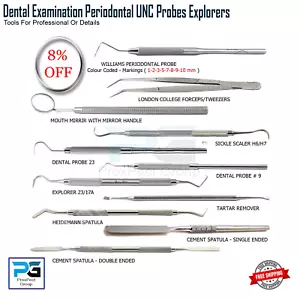 Periodontal Probe Scaler Set UNC-15 CP-12 WHO-9 Pocket Depth Color Coded Dental - Picture 1 of 47