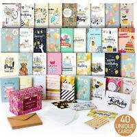Happy Birthday Cards Assortment 5x7 Pack of 40 Cards Assorted Set Box Bulk