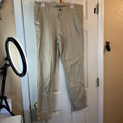 Rue21 Premium Mens 34x32 Khaki Chino Pants Stretch Pockets Zipper Preppy Outdoor - Image 1 of 4