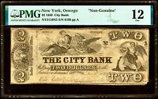 Dec 4, 1850 New York Oswego City Bank $2 N5 PMG F12 Non-Genuine Counterfeit