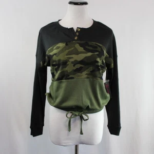 Top Sin Boundaries Juniors' Colorblock Mangas Largas Cintura Gofres Tejido L Verde - Imagen 1 de 6