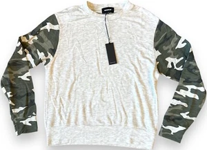 Monrow Heather Gray and Camo Sweatshirt NWT Monrow Sweatshirt Size Small NWT - Picture 1 of 4
