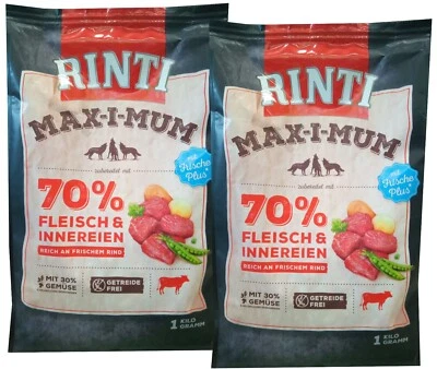 2 x 1 kg Rinti Max-i-mum mit Rind (€ 12,81/kg) getreidefreies Hundefutter - Bild 1 von 3
