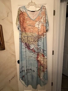 World Map Maxi 2X Dress NWT - Picture 1 of 5