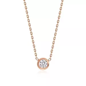Halskette mit Zirkonia aus Edelstahl Rosegold-Farbe Damen Mädchen Collier - Bild 1 von 4