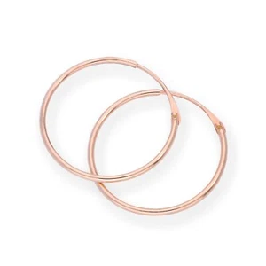9ct Rose Gold 18mm Hinged Sleeper Hoop Earrings Plain Comfortable - Picture 1 of 2