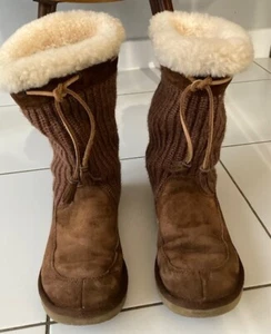 UGG SN 5124 Suburb Crochet Knit Boot Brown UK 5.5 EU 38 US 7 - Picture 1 of 12