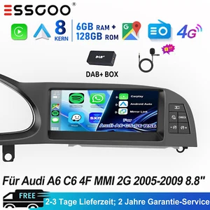 Für Audi A6 C6 4F MMI 2G 2005-2009 DAB+ 6+128GB Android 14 Autoradio Carplay GPS - Bild 1 von 18