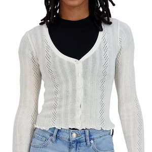 Cárdigan para mujer Aeropostale blanco recortado con botones delanteros - Talla: XS (00-0) - Imagen 1 de 5