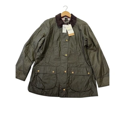 NEW Barbour Water Resistant Waxed Cotton Canvas Coat Archive Olive Womens Sz 10 - Image 1 of 4