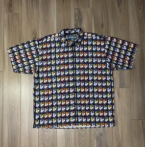 Vintage Big Dogs Shirt Mens XL All Over Print Dog Bad Fearless 90s Dad Party - Picture 1 of 8