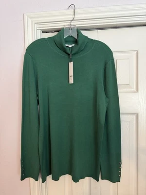 Suéter Cuello Alto Chicos Ella Botón Puño Cuello Talla 2 Nuevo con Etiquetas. (US12-14) Enebro Foto 1 de 4