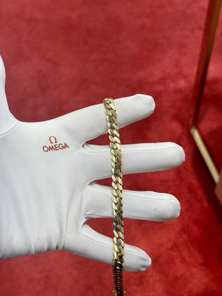 Pulseira Link Cubana de Ouro Amarelo Sólido 8,22mm Pense Ligeiramente Usada, CAIXA/Adesivo! - Imagem 1 de 4