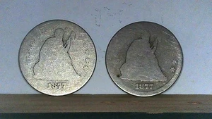 2-1877 CC and 1-1876 P Seated Liberty Quarters, 25C - Picture 1 of 7