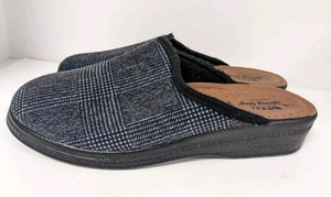 Spring Step Slippers Shoes Plaid LINIZIO Italy Blue Mens EU Size 43 Slip Ons  - Picture 1 of 7