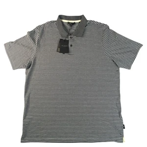 Ted Baker Poloshirt Herren Größe 5 (XL) grau grau gestreift Kurzarm $ 120 Neu mit Etikett neu - Bild 1 von 11