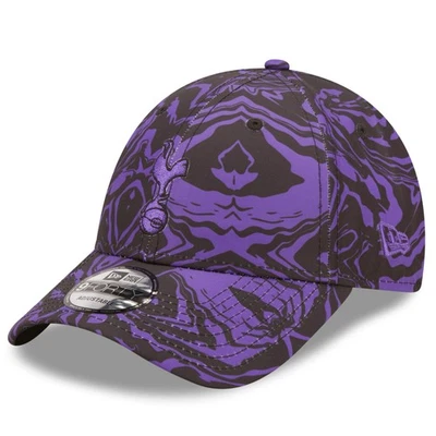 Men's New Era Black/Purple Tottenham Hotspur Allover Print 9FORTY Adjustable Hat - Image 1 of 4