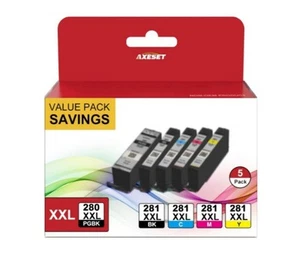 AXESET PGI-280XXL CLI-281XXL 5 Farben Vorteilspack kompatibel mit Canon 280 281 Tinte - Bild 1 von 12