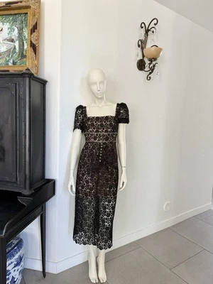 Vestido midi de encaje con cordón autorretrato irregular UK8/US4 Foto 1 de 4