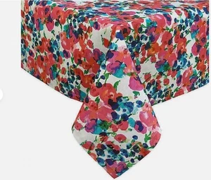 Kate Spade Rosa Terrasse Tischdecke Floral Rosa Blau Aquarell 60 x 84 Rechteck - Bild 1 von 5