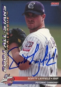 2001 Potomac Cannons SCOTTY LAYFIELD Signed Card autograph AUTO CARDINALS