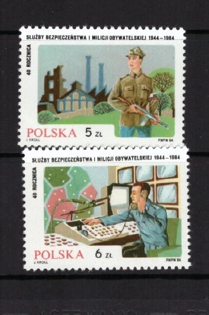 Poland 1984 Military Civil Security set MNH mint stamps - Image 1 of 1
