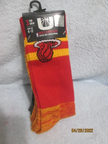 NBA Miami Heat 3 Pack Men's Crew Socks New Size 6-12 See All Pics Cover