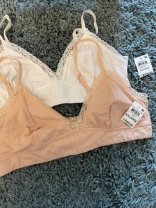 Jenni for Macys Set/2 Lace trim bralettes sz. XXL Brand new with tags! Nude/Wht - Picture 1 of 4