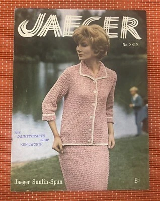 STUNNING SIXTIES JACKET & SKIRT SUIT 34-40” VTG 60s KNITTING PATTERN JAEGER 3812 - Image 1 of 2