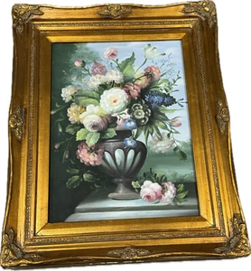 Framed Oil Painting Still Life Colorful Flowers in Vase C/1/2/15 - Picture 1 of 3