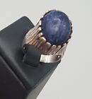 Vintage Mid Century Silver Lapis Lazuli Ring Size M - Fine Jewellery 1968