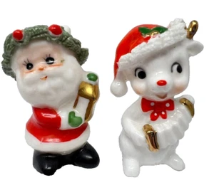 Vintage NapcoWare Weihnachten Mini Weihnachtsmann & Rentier Figur - Bild 1 von 10