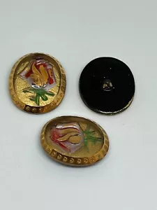 Exquisite Collection of Italian Handcrafted Metal Buttons with Enamel Flower - Picture 1 of 2