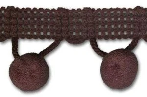TRIMPLACE Brown 1-1/4" Ball Fringe with 1/2" Pom Pom 18 Yards - Picture 1 of 1