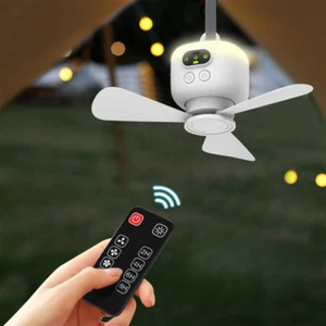 Portable & Rechargeable Camping Wireless Ceiling Fan with Remote Control & Light - Picture 1 of 8