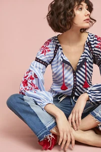 Anthropologie Child of the Universe NYC Gioia Peasant Top Size XL $198 NWT - Picture 1 of 9