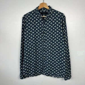 All Saints Ulysees Shirt, Linen Cotton, Floral AOP, Long Sleeved, Mens Large - Picture 1 of 8