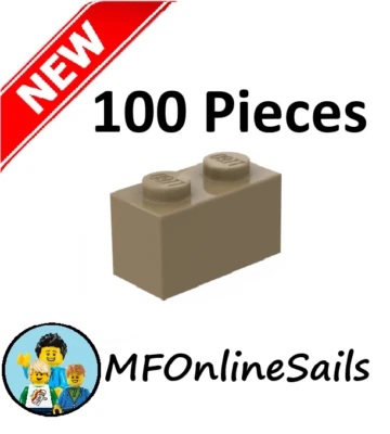 **NEW** 100x Genuine LEGO 1x2 Bricks - Dark Tan - Piece # 3004 Bulk - Image 1 of 4