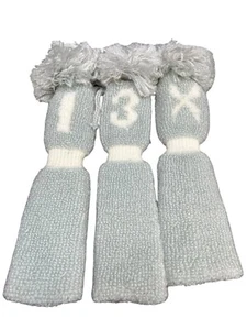 Vintage NOS High Skore Pom Pom Golf Club Head Covers Knit Socks GRAY / WHITE - Picture 1 of 7